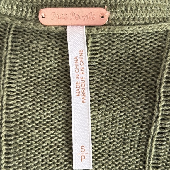Free People Ribby Rib Open Front Long Line Cardigan in Moss - Size Small - Picture 5 of 7